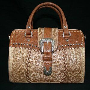 American West Tooled Leather Doctors bag Crossbody Purse